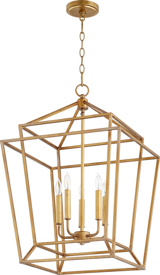 Quorum - 8807-5-74 - Five Light Entry Pendant - Monument - Gold Leaf