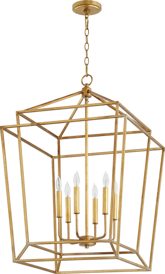 Quorum - 8807-6-74 - Six Light Entry Pendant - Monument - Gold Leaf