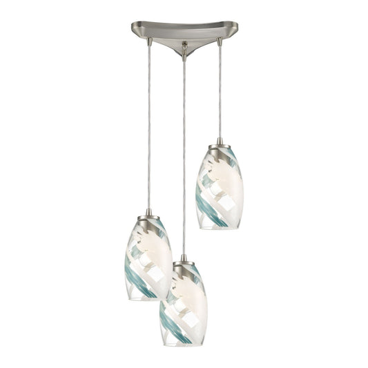 ELK Home - 85211/3 - Three Light Pendant - Turbulence - Satin Nickel