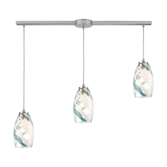 ELK Home - 85211/3L - Three Light Pendant - Turbulence - Satin Nickel