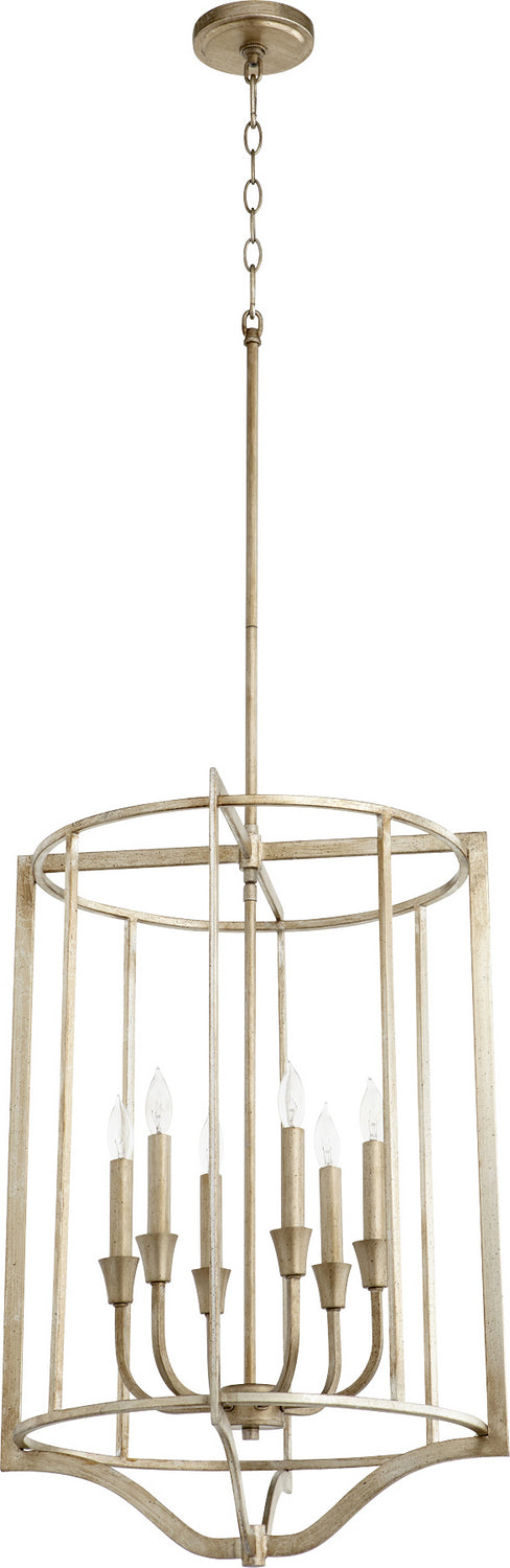 Quorum - 6814-6-60 - Six Light Pendant - Marquee - Aged Silver Leaf