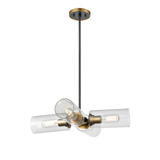 DVI Lighting - DVP24705BR+GR-CL - Four Light Pendant - Barker - Brass And Graphite With Clear Glass