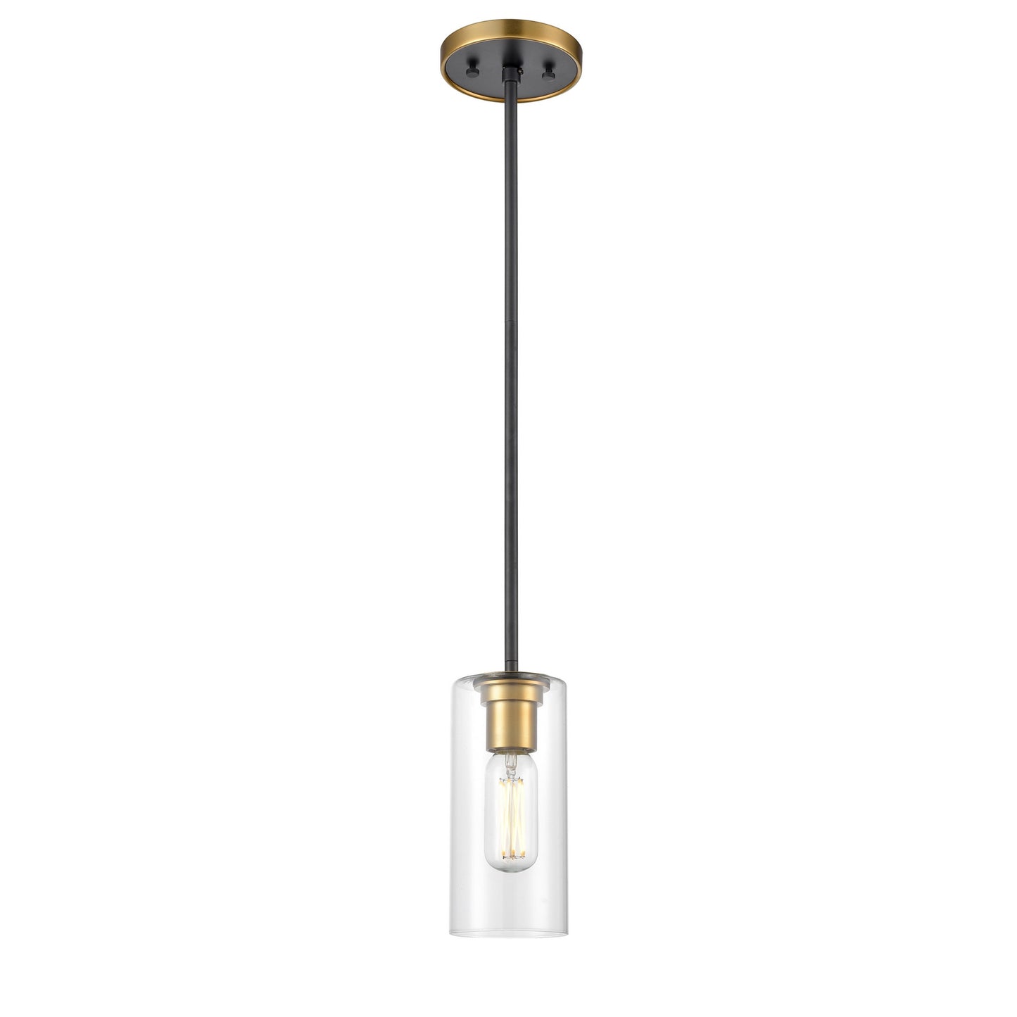 DVI Lighting - DVP24721BR+GR-CL - One Light Mini-Pendant - Barker - Brass And Graphite With Clear Glass