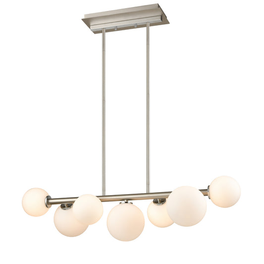 DVI Lighting - DVP34502CH+BN-OP - Seven Light Linear Pendant - Alouette - Chrome And Buffed Nickel With Half Opal Glass