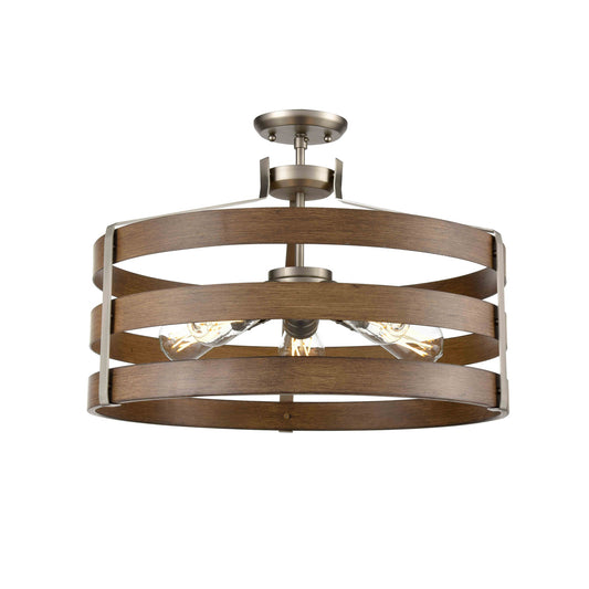 DVI Lighting - DVP41808BN+BAW - Five Light Pendant - Fort Garry - Buffed Nickel And Barnwood On Metal