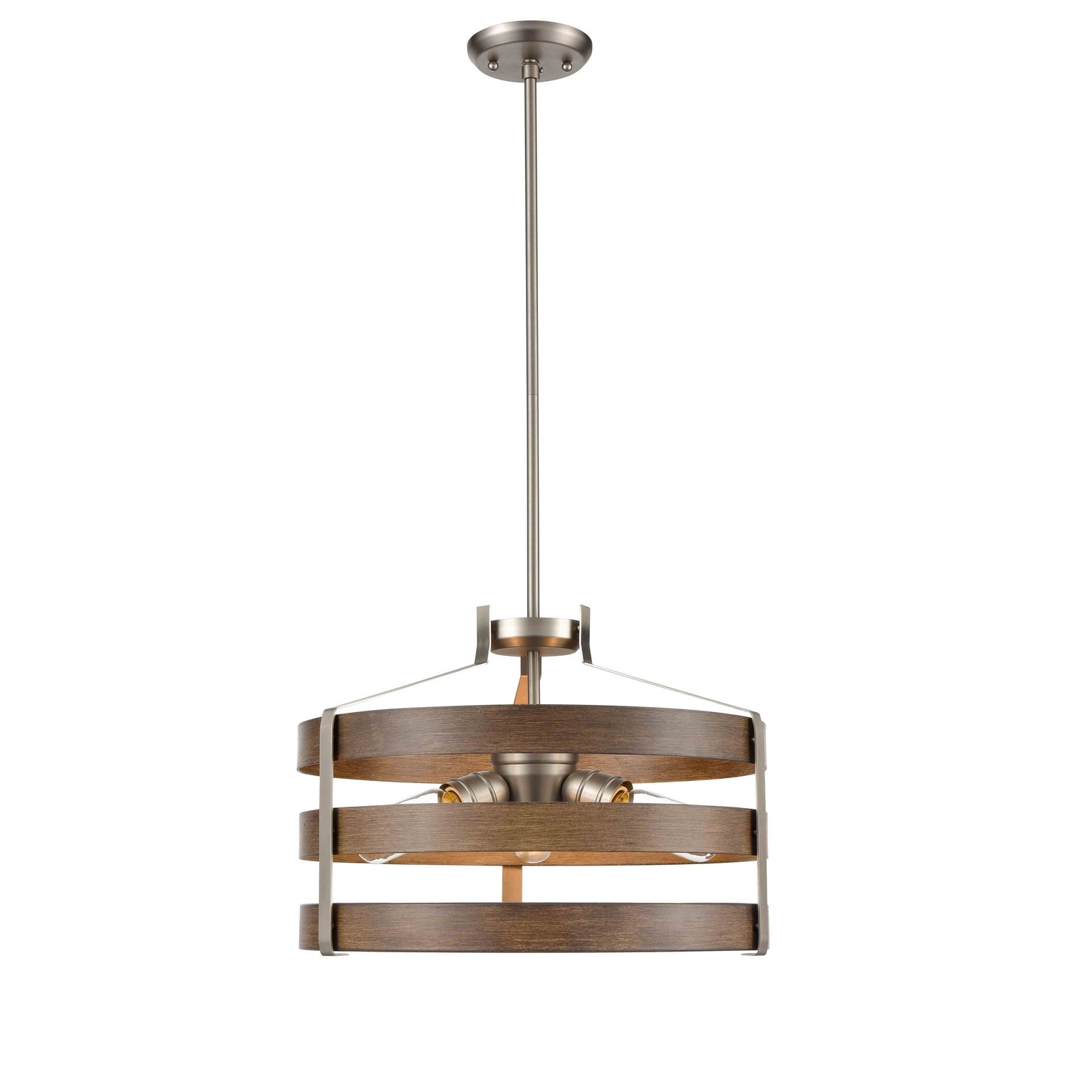 DVI Lighting - DVP41820BN+BAW - Three Light Pendant - Fort Garry - Buffed Nickel And Barnwood On Metal