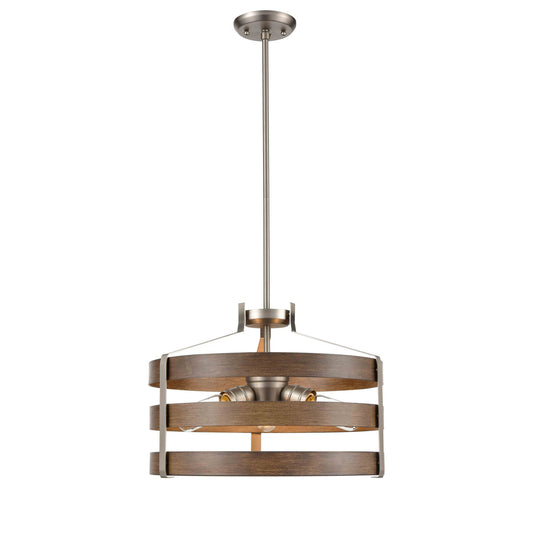 DVI Lighting - DVP41820BN+BAW - Three Light Pendant - Fort Garry - Buffed Nickel And Barnwood On Metal