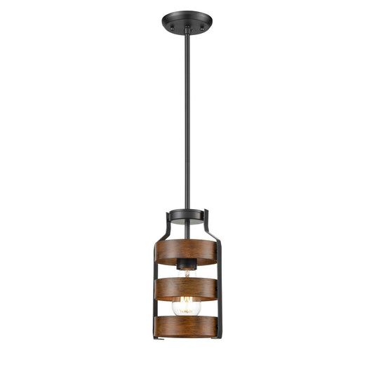 DVI Lighting - DVP41821GR+IW - One Light Mini-Pendant - Fort Garry - Graphite And Ironwood On Metal