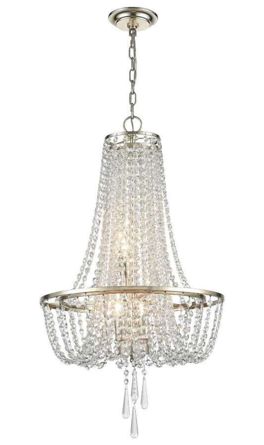 Crystorama - ARC-1907-SA-CL-MWP - Four Light Chandelier - Arcadia - Antique Silver