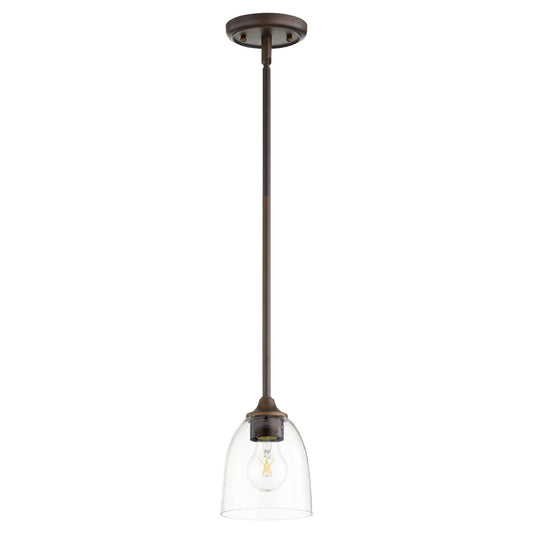 Quorum - 3127-286 - One Light Pendant - Jardin - Oiled Bronze w/ Clear/Seeded