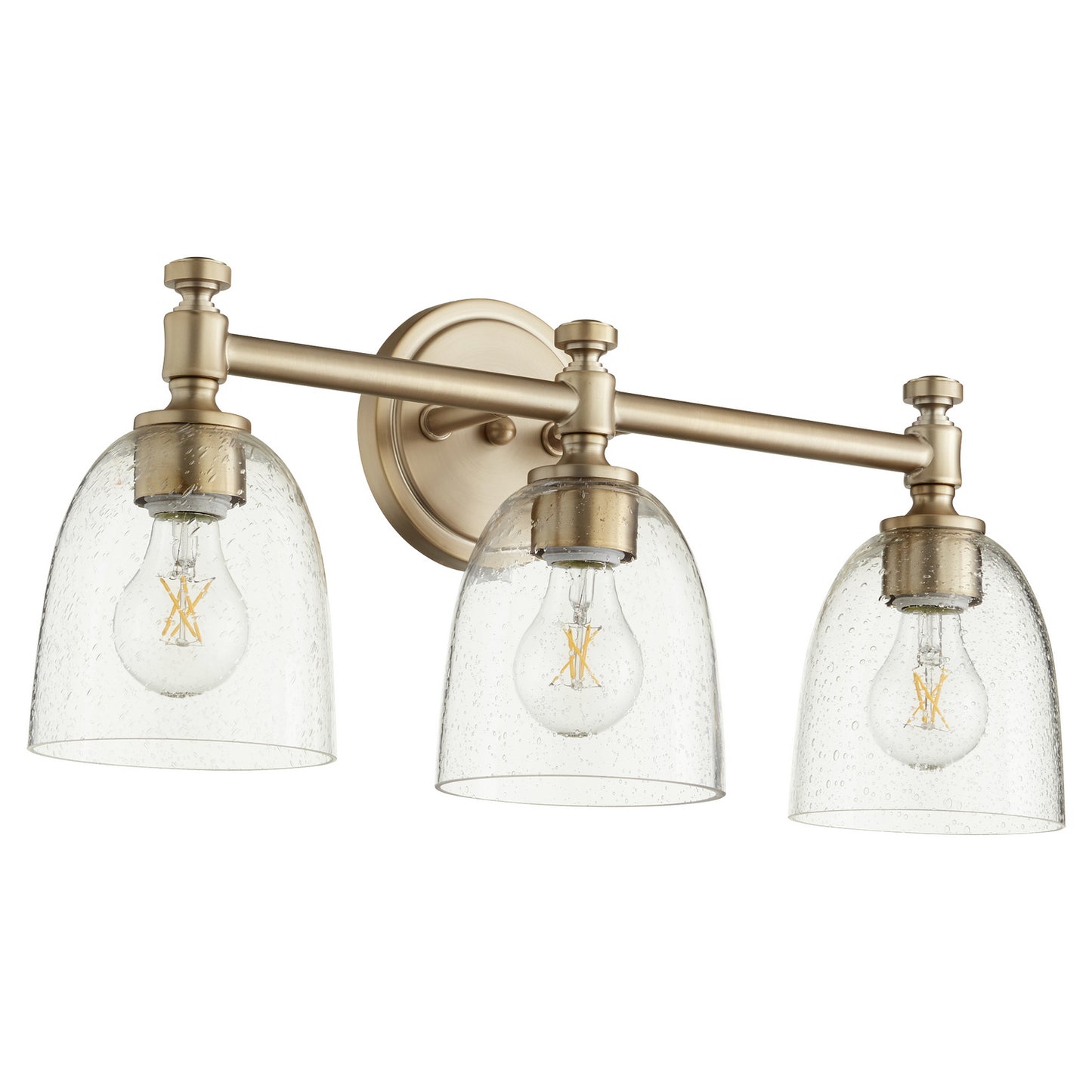 Quorum - 5122-3-280 - Three Light Vanity - Rossington - Aged Brass w/ Clear/Seeded