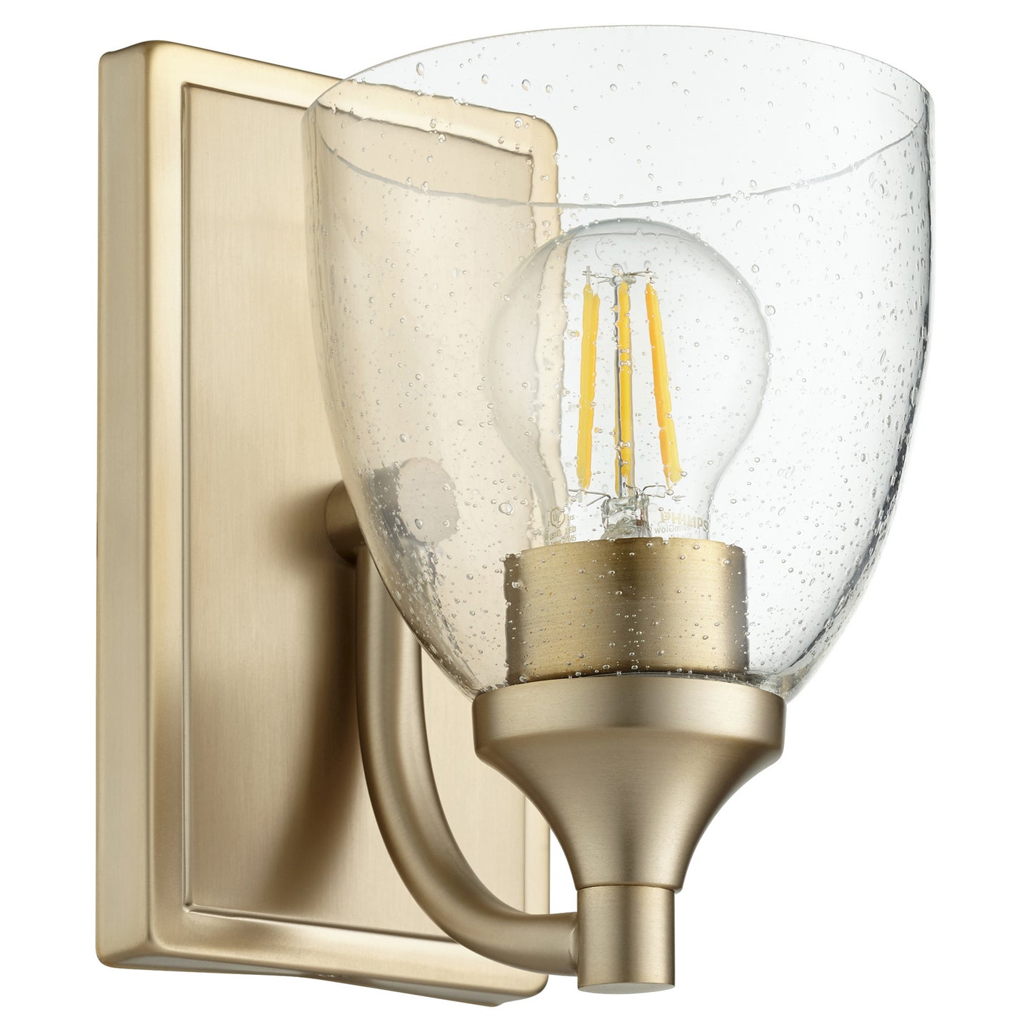 Quorum - 5459-1-280 - One Light Wall Mount - Enclave - Aged Brass w/ Clear/Seeded