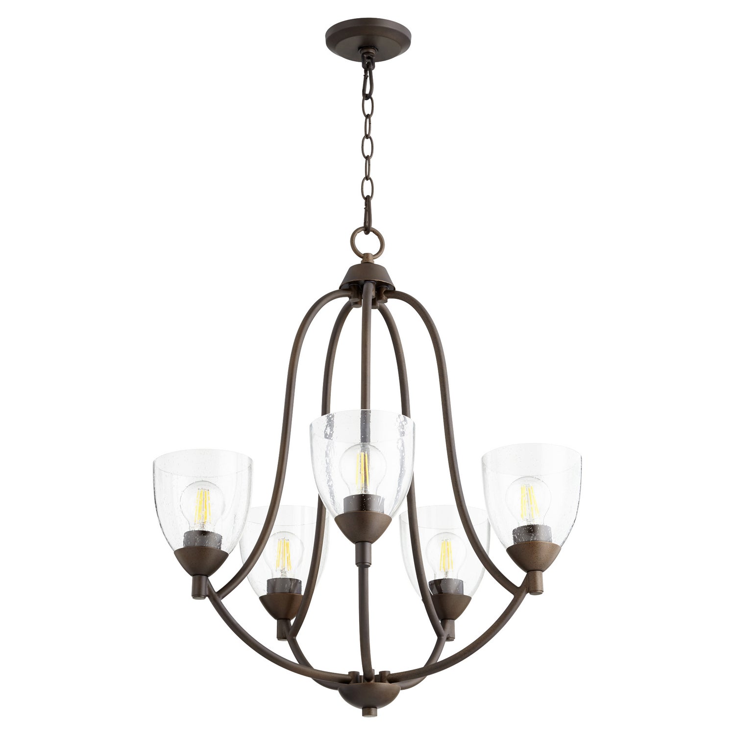 Quorum - 6069-5-286 - Five Light Chandelier - Barkley - Oiled Bronze w/ Clear/Seeded