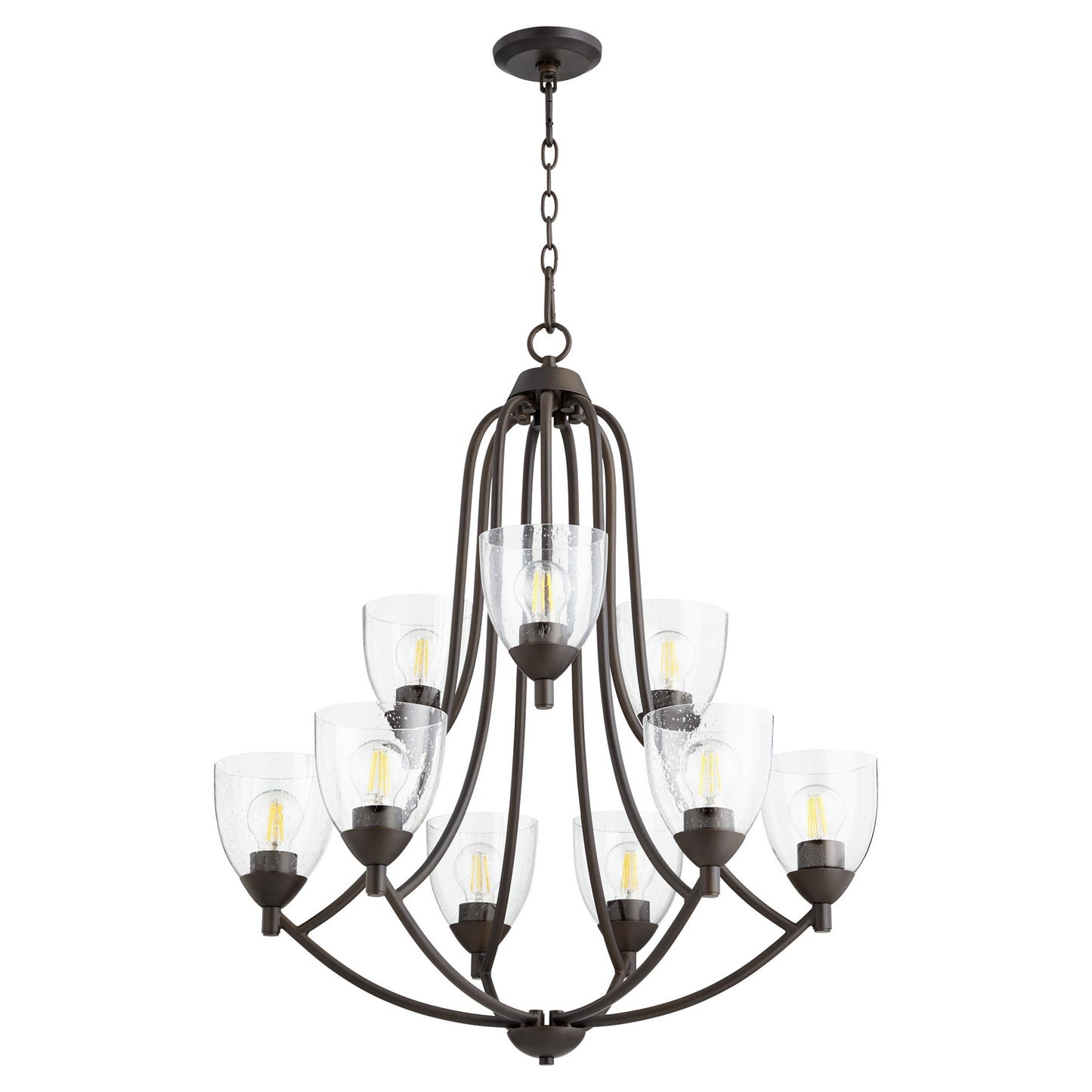 Quorum - 6069-9-286 - Nine Light Chandelier - Barkley - Oiled Bronze w/ Clear/Seeded