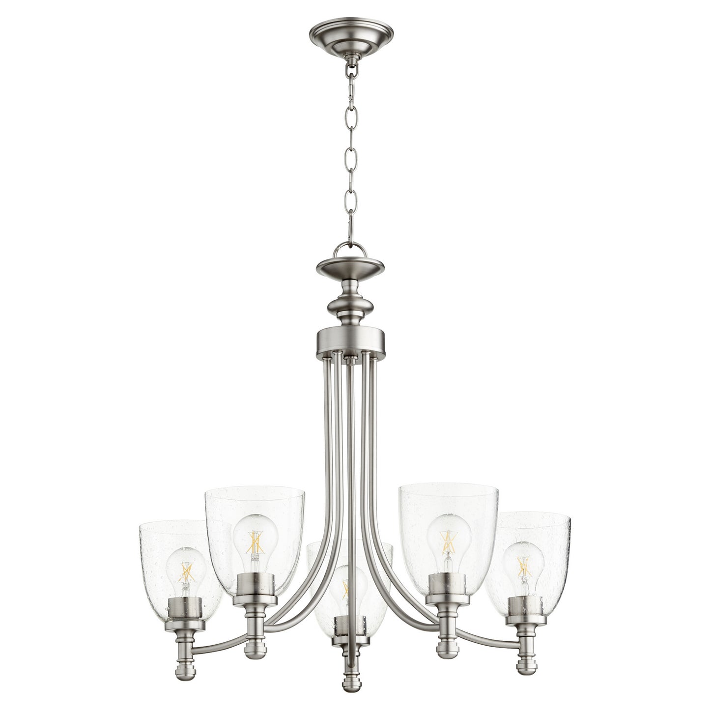 Quorum - 6122-5-265 - Five Light Chandelier - Rossington - Satin Nickel w/ Clear/Seeded