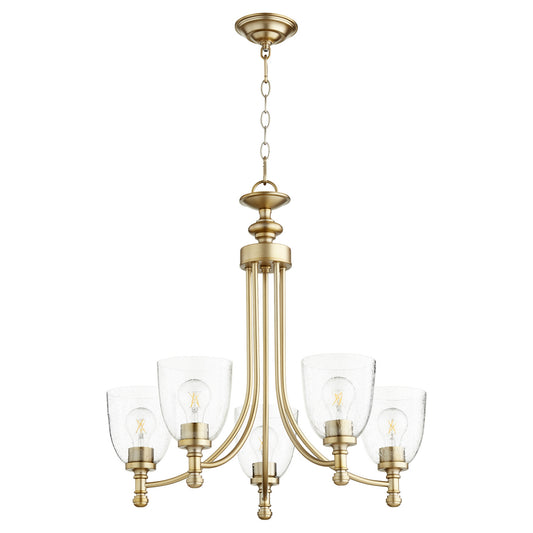 Quorum - 6122-5-280 - Five Light Chandelier - Rossington - Aged Brass w/ Clear/Seeded