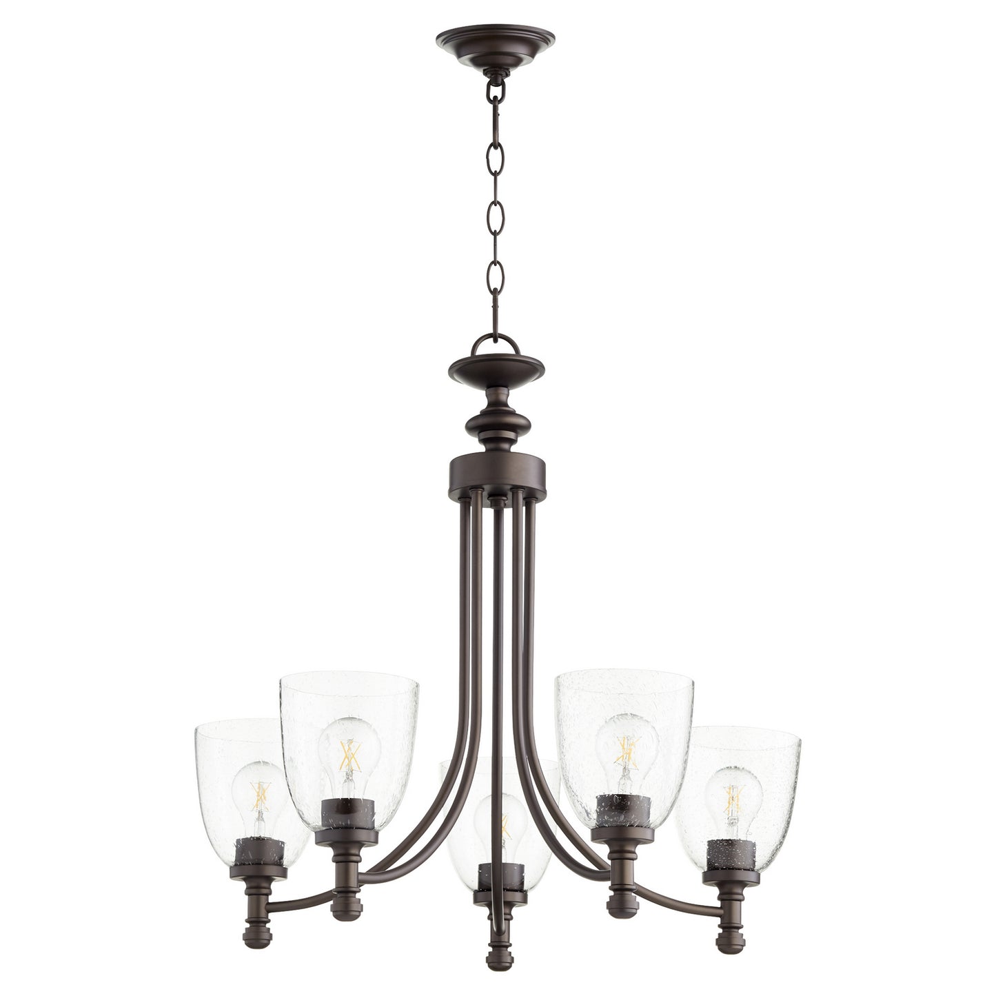 Quorum - 6122-5-286 - Five Light Chandelier - Rossington - Oiled Bronze w/ Clear/Seeded