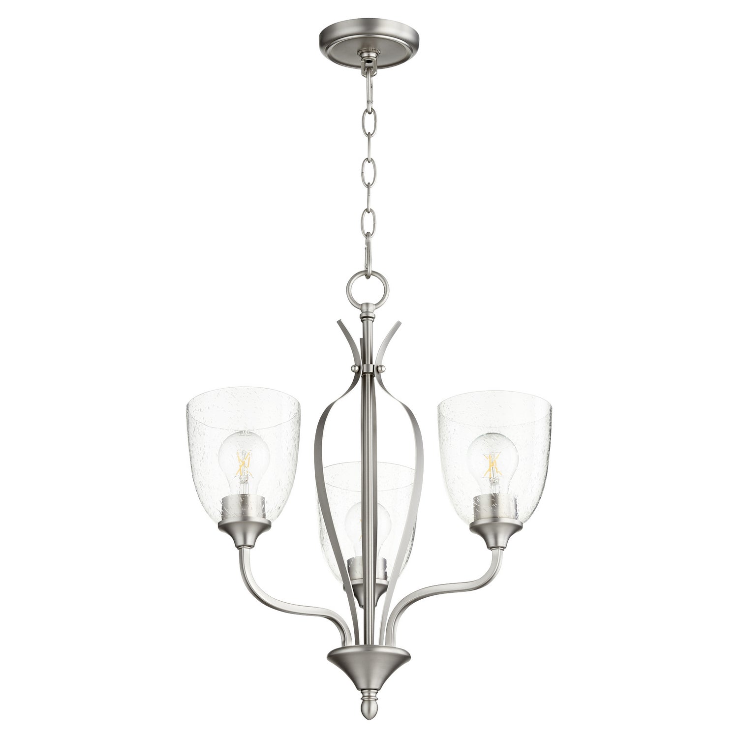 Quorum - 6127-3-265 - Three Light Chandelier - Jardin - Satin Nickel w/ Clear/Seeded