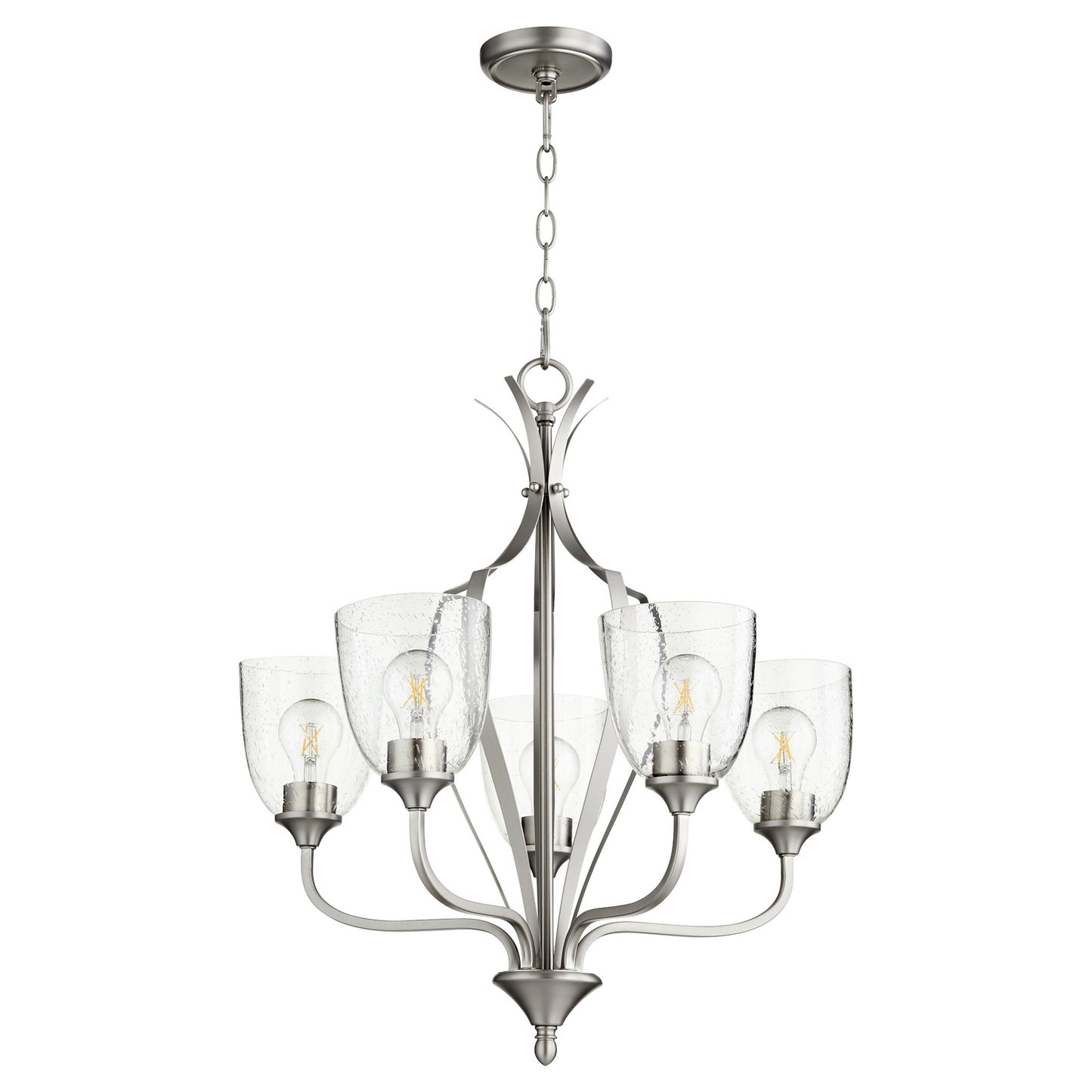 Quorum - 6127-5-265 - Five Light Chandelier - Jardin - Satin Nickel w/ Clear/Seeded