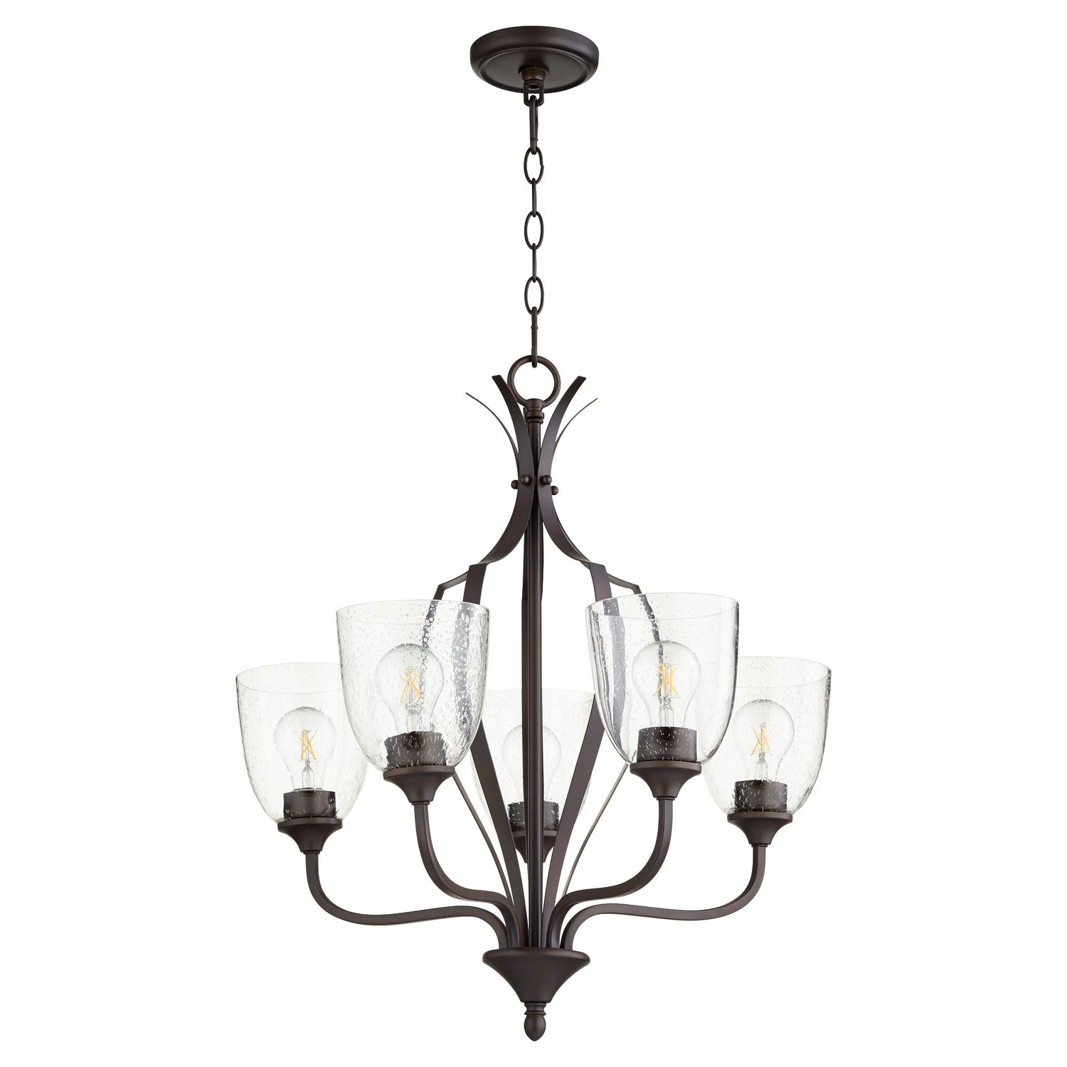 Quorum - 6127-5-286 - Five Light Chandelier - Jardin - Oiled Bronze w/ Clear/Seeded