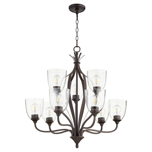 Quorum - 6127-9-286 - Nine Light Chandelier - Jardin - Oiled Bronze w/ Clear/Seeded