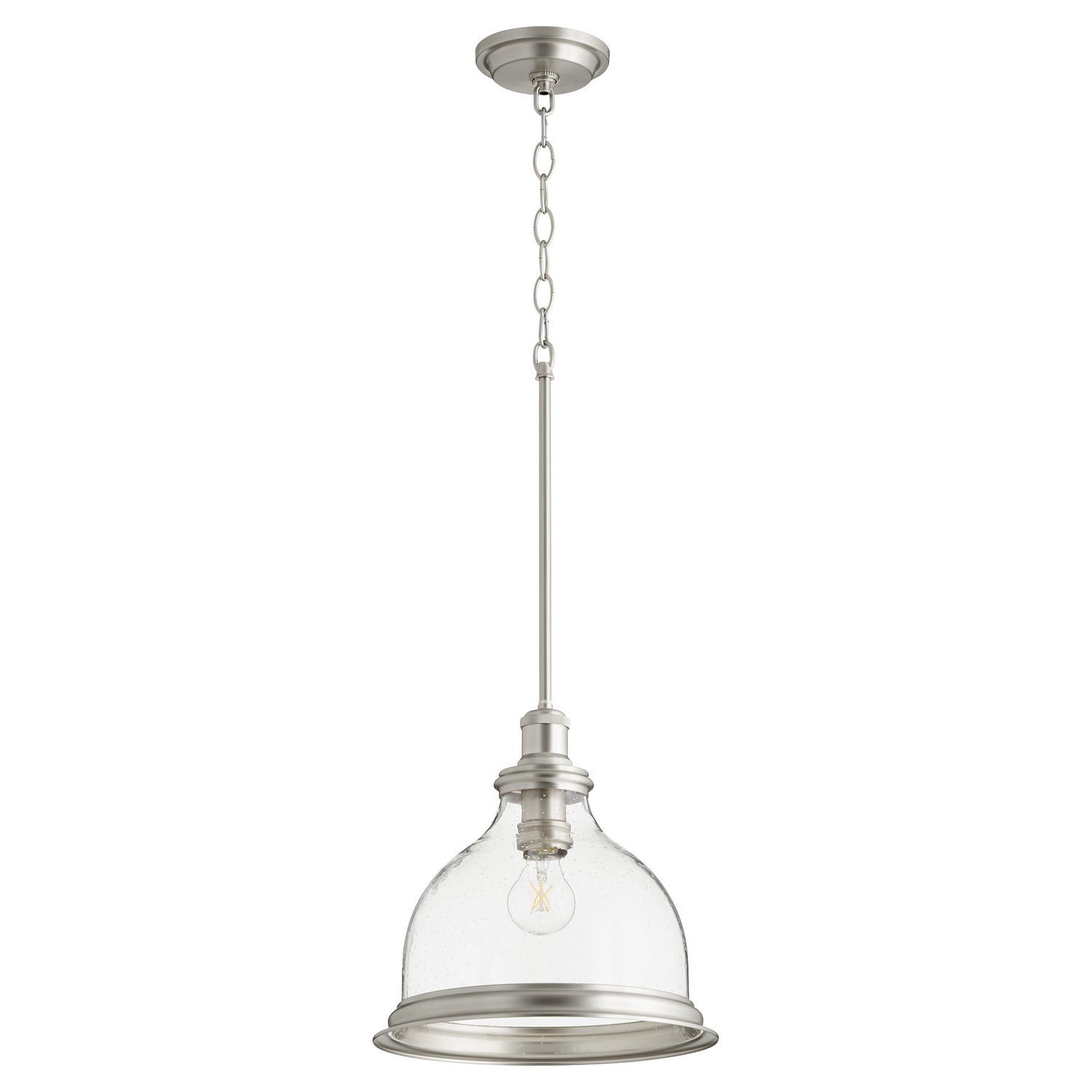 Quorum - 6193-12-65 - One Light Pendant - Ring Lighting Series - Satin Nickel w/ Clear/Seeded