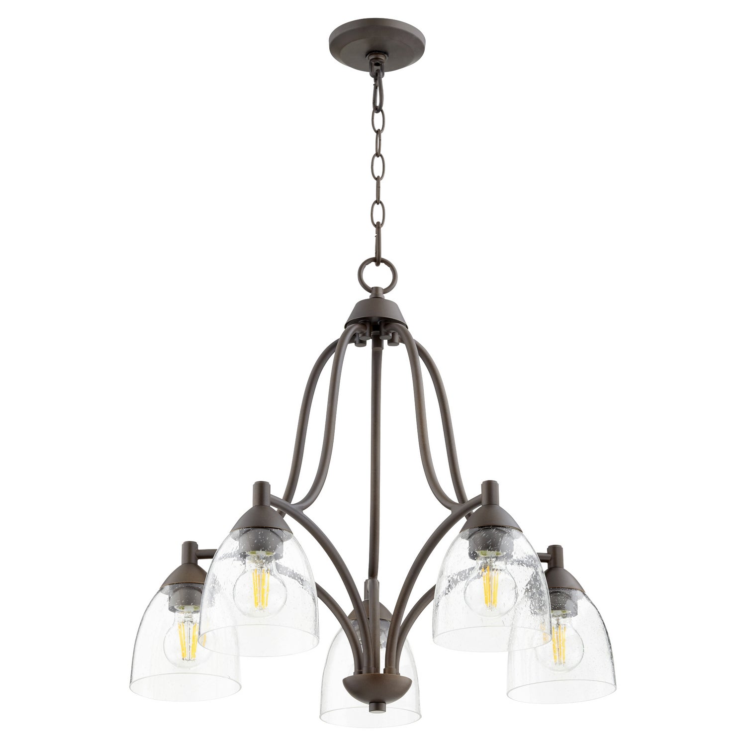 Quorum - 6369-5-286 - Five Light Chandelier - Barkley - Oiled Bronze w/ Clear/Seeded