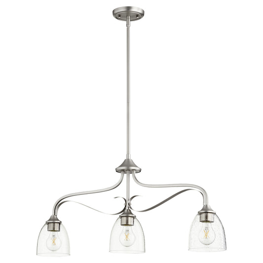 Quorum - 6627-3-265 - Three Light Island Pendant - Jardin - Satin Nickel w/ Clear/Seeded