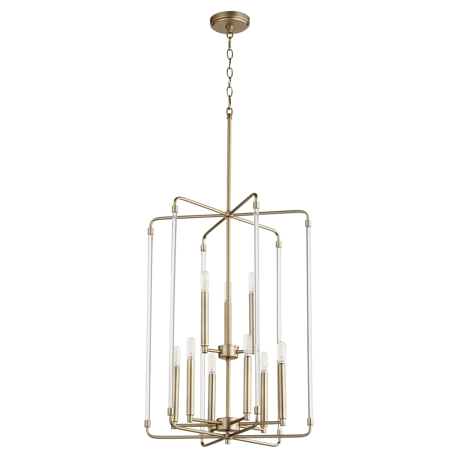 Quorum - 8114-9-80 - Nine Light Entry Pendant - Optic - Aged Brass