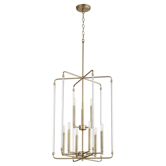 Quorum - 8114-9-80 - Nine Light Entry Pendant - Optic - Aged Brass