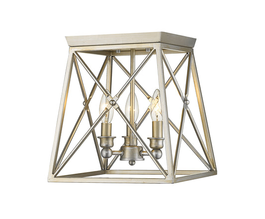 Z-Lite - 447F11-AS - Three Light Flush Mount - Trestle - Antique Silver