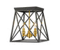 Z-Lite - 447F11-MB-OBR - Three Light Flush Mount - Trestle - Matte Black / Olde Brass