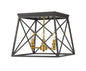 Z-Lite - 447F14-MB-OBR - Three Light Flush Mount - Trestle - Matte Black / Olde Brass
