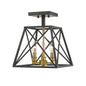 Z-Lite - 447SF-MB-OBR - Three Light Semi Flush Mount - Trestle - Matte Black / Olde Brass