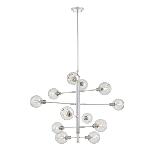 DVI Lighting - DVP20849SN+CH-CL - 12 Light Foyer Pendant - Ocean Drive - Satin Nickel And Chrome With Clear Glass