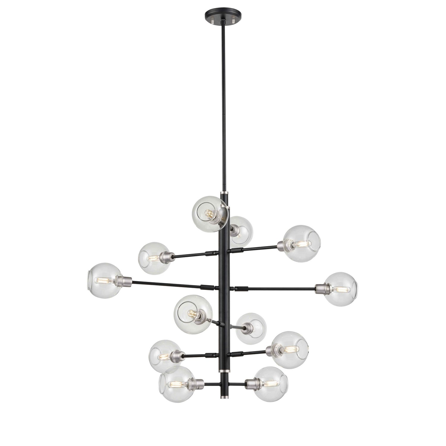 DVI Lighting - DVP20849SN+GR-CL - 12 Light Foyer Pendant - Ocean Drive - Satin Nickel And Graphite With Clear Glass