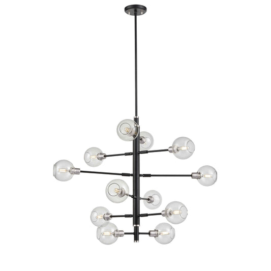 DVI Lighting - DVP20849SN+GR-CL - 12 Light Foyer Pendant - Ocean Drive - Satin Nickel And Graphite With Clear Glass