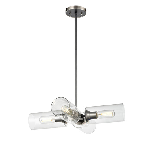 DVI Lighting - DVP24705SN+GR-CL - Four Light Pendant - Barker - Satin Nickel And Graphite With Clear Glass