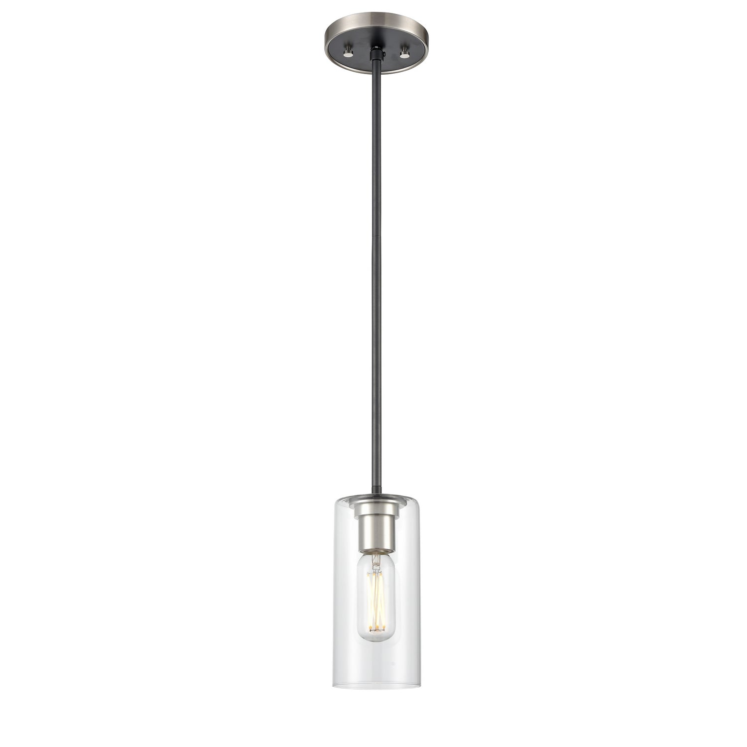 DVI Lighting - DVP24721SN+GR-CL - One Light Mini-Pendant - Barker - Satin Nickel And Graphite With Clear Glass