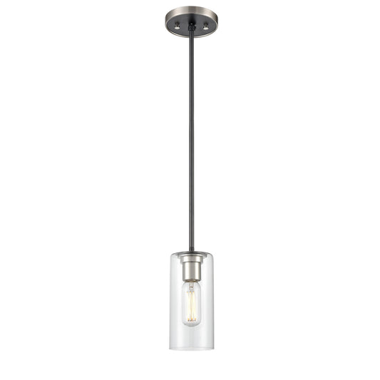 DVI Lighting - DVP24721SN+GR-CL - One Light Mini-Pendant - Barker - Satin Nickel And Graphite With Clear Glass