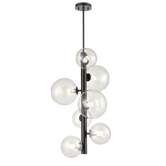 DVI Lighting - DVP27049GR-CL - Seven Light Foyer Pendant - Courcelette - Graphite With Clear Glass