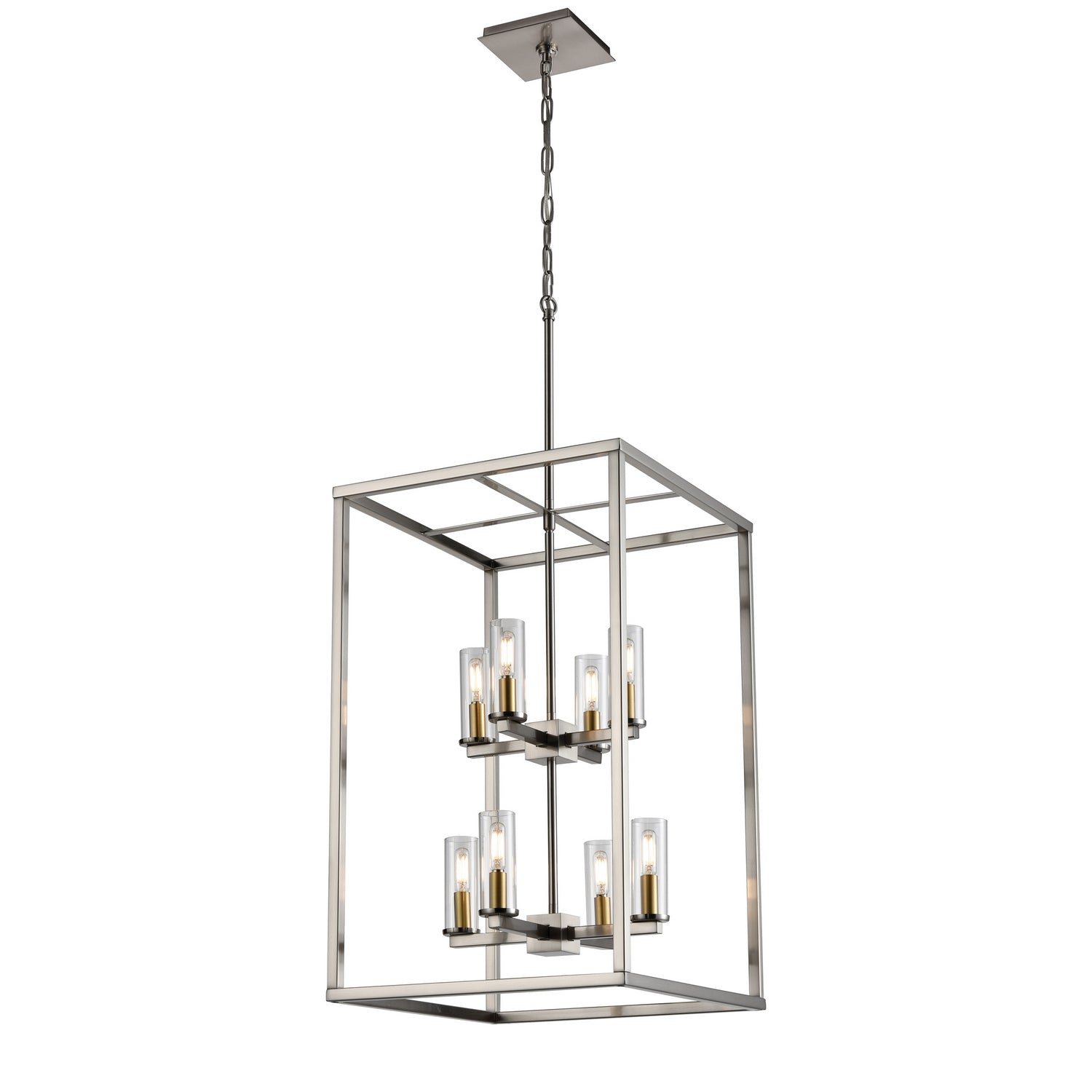 DVI Lighting - DVP28148MF+BN-CL - Eight Light Foyer Pendant - Sambre - Multiple Finishes And Graphite With Clear Glass