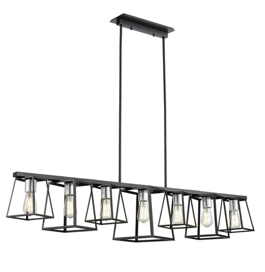 DVI Lighting - DVP29041BN+GR - Seven Light Linear Pendant - Cape Breton - Buffed Nickel And Graphite