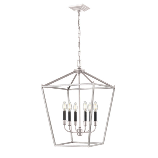 DVI Lighting - DVP30148MF+SN - Six Light Foyer Pendant - Lundy'S Lane - Multiple Finishes And Satin Nickel