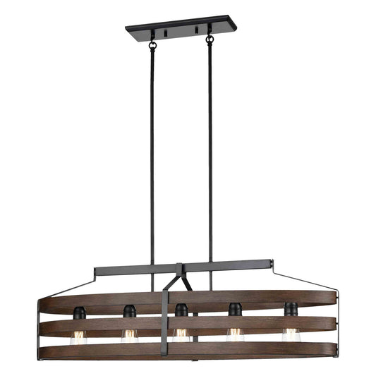 DVI Lighting - DVP41802GR+IW - Five Light Linear Pendant - Fort Garry - Graphite And Ironwood On Metal