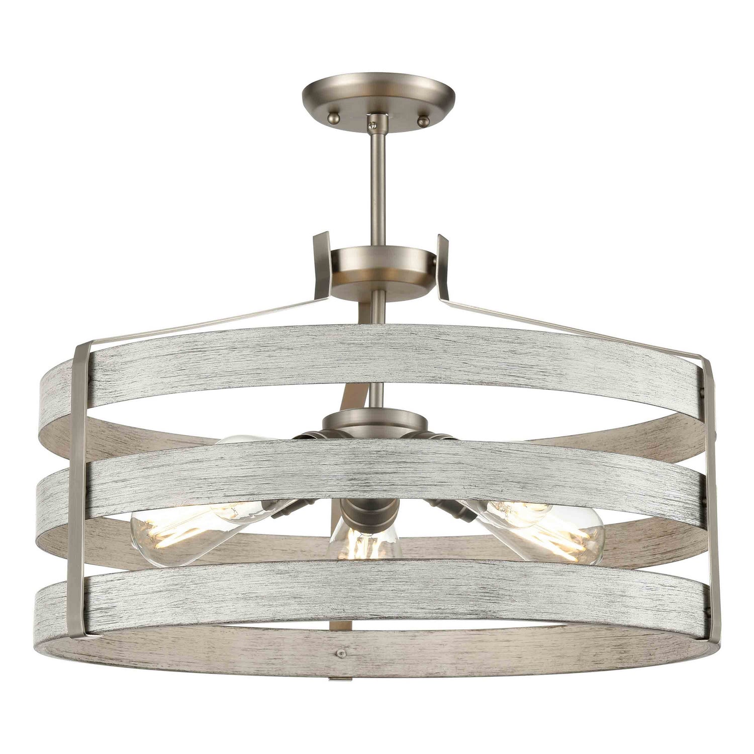 DVI Lighting - DVP41808BN+BIW - Five Light Pendant - Fort Garry - Buffed Nickel And Birchwood On Metal