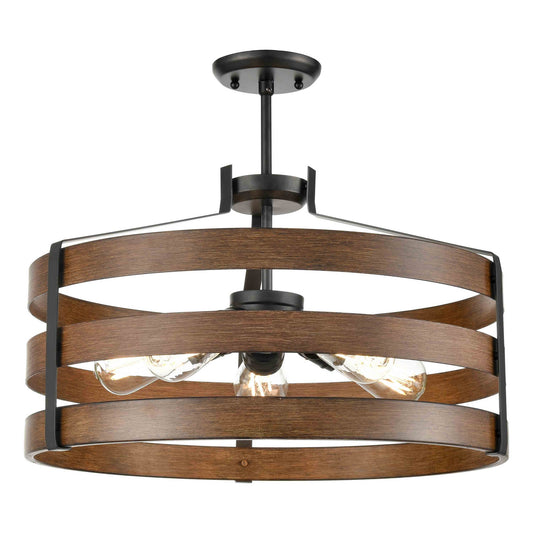 DVI Lighting - DVP41808GR+IW - Five Light Pendant - Fort Garry - Graphite And Ironwood On Metal