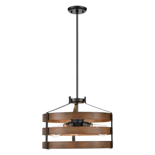 DVI Lighting - DVP41820GR+IW - Three Light Pendant - Fort Garry - Graphite And Ironwood On Metal