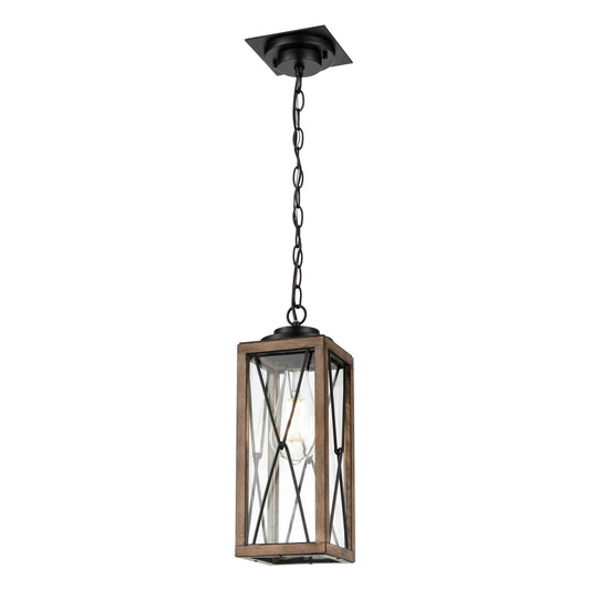 DVI Lighting - DVP43375BK+IW-CL - One Light Outdoor Pendant - County Fair Outdoor - Black And Ironwood On Metal