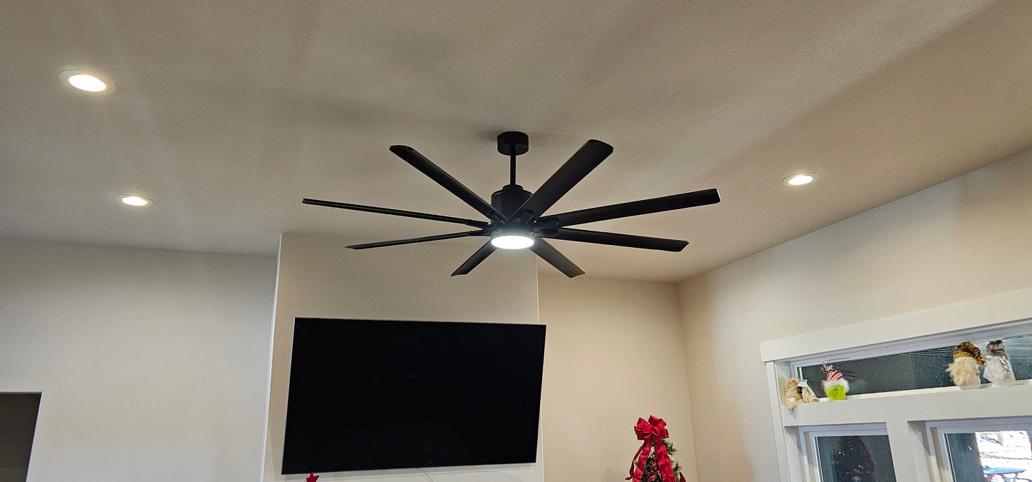 Windpeak 72" Black Ceiling Fan with Light Kit